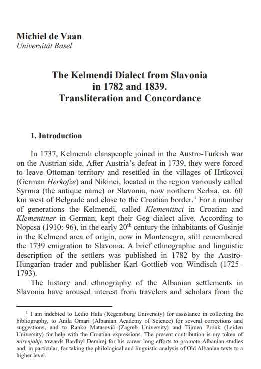 Gjurmët e Humbura të Kelmendit: Një Udhëtim Gjuhësor në Sllavoninë e Shekullit XVIII
