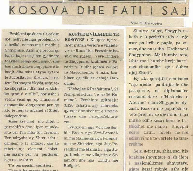 Kosova dhe fati i saj