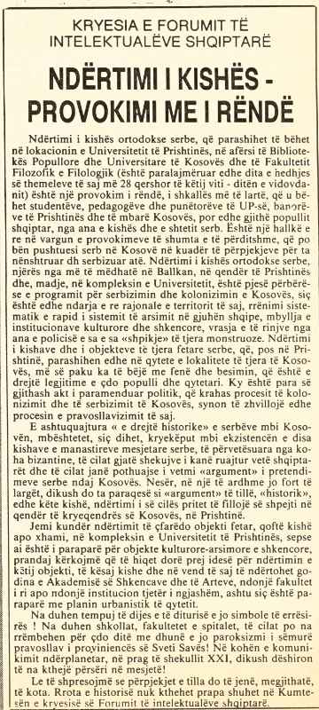 Ndërtimi i kishës provokim i rëndë